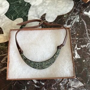 New! Handcrafted leather & beads necklace